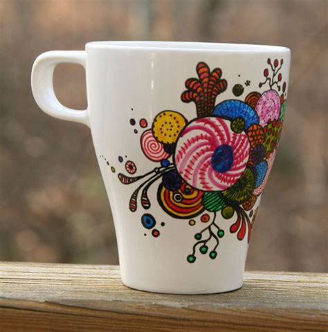 Hand Painted Coffee Mug Organic Abstract Tazas de café pintadas