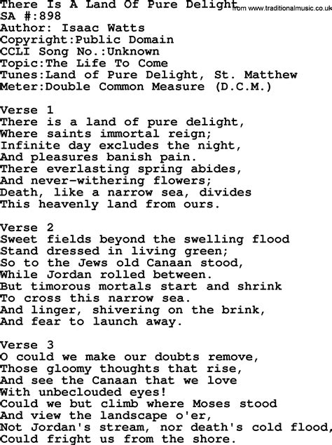 Salvation Army Hymnal Song There Is A Land Of Pure Delight With