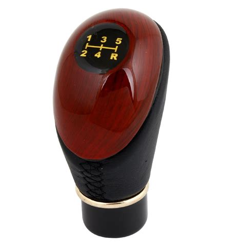 Unique Bargains Car Universal 5 Speed Manual Gear Stick Shifter Wood Shift Knob Black Brown