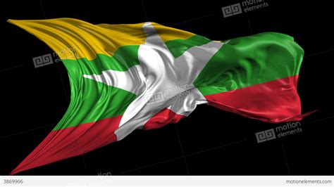 Flag Of Burma Myanmar Stock Animation 3869966