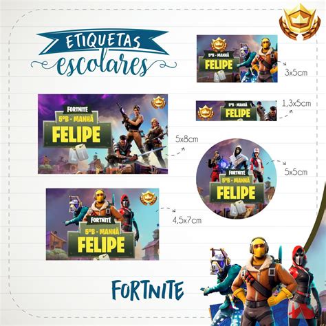 Kit Etiqueta Escolar Fortnite Elo Produtos Especiais