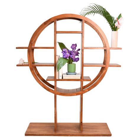 Circle Shaped Book Shelfroom Divider In Tropical Wood For Sale At 1stdibs