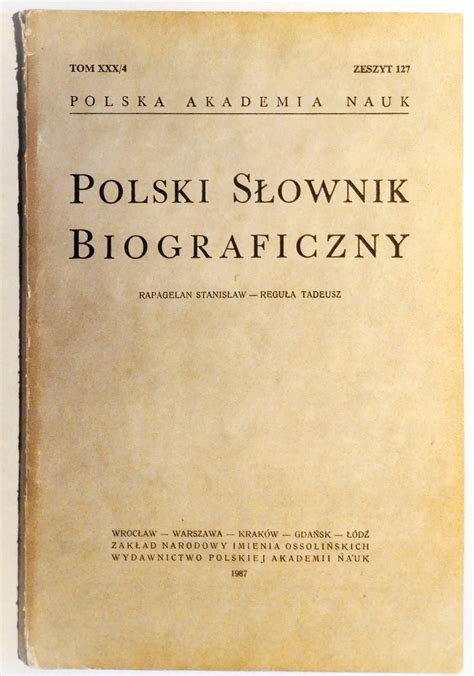 Polski S Ownik Biograficzny Tom Xxxi Z Allegro Pl