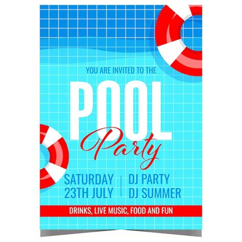 Premium Vector Pool Party Vector Template With Inflatable Redwhite