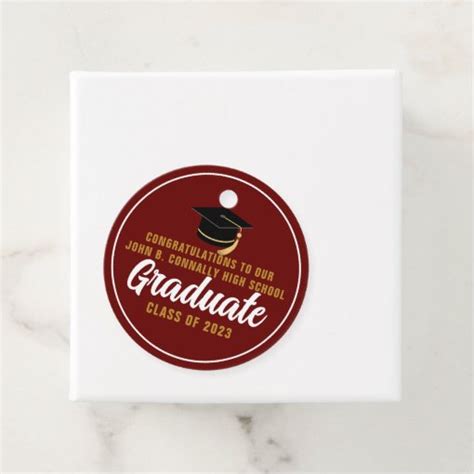 Maroon Gold Congratulations Graduate Custom 2023 Favor Tags Zazzle