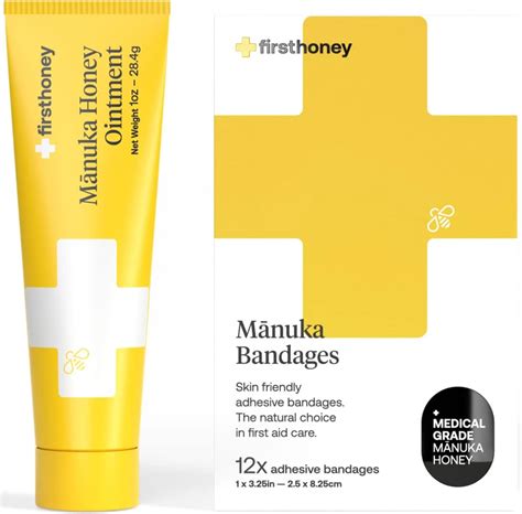 First Honey Manuka Honey Ointment Honey Adhesive Bandages Bundle Antibiotic Free