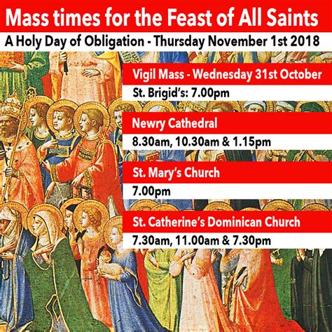 Mass Times For The Feast Of All Saints November St Newry Cathedral