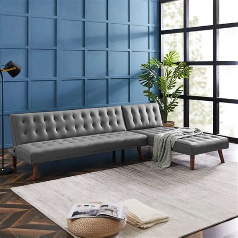 Kost 100 Wide Faux Leather Reversible Modular Sofa Chaise VigsHome