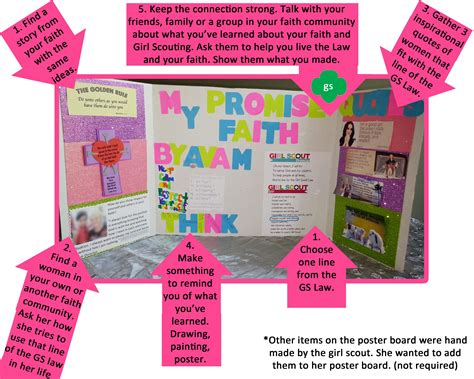 Girl Scout My Promise My Faith Pin Poster Board Example