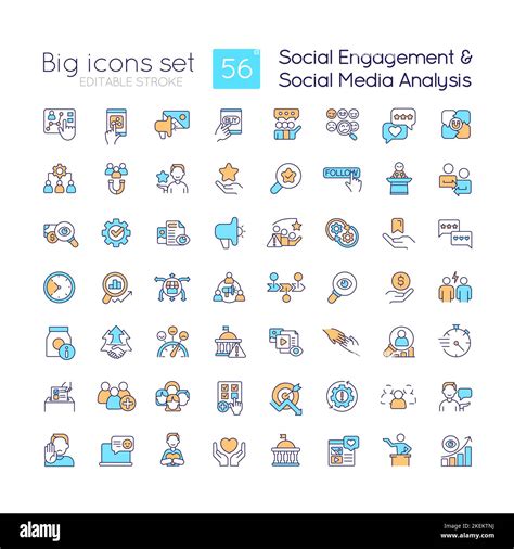 Social Engagement RGB Color Icons Set Stock Vector Image Art Alamy