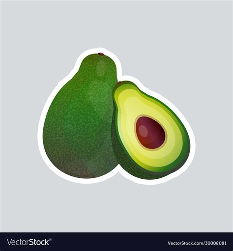 Fresh Juicy Avocado Sticker Tasty Ripe Fruit Icon Vector Image