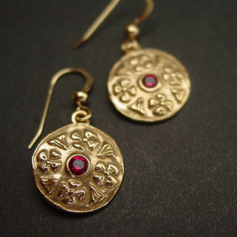 Byzantine Earrings with Garnet Medieval Earrings Byzantine | Etsy