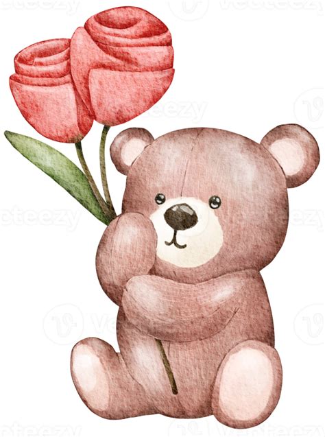 Valentine Teddy Bear Watercolor Element 16626930 Png