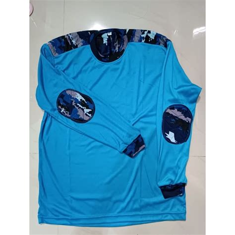 jual kaos biru lengan panjang kombinasi loreng au shopee indonesia
