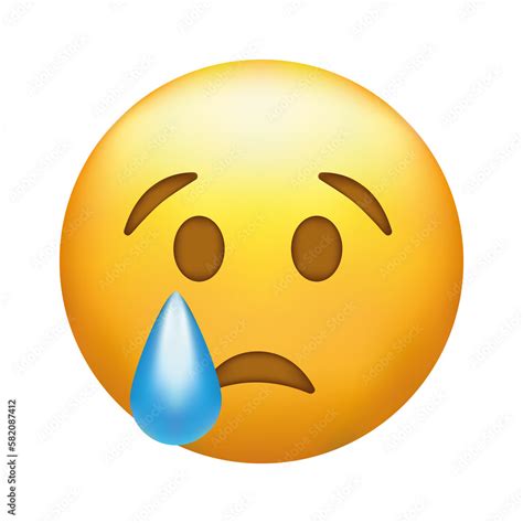 Crying emoji. Sad emoticon face with tear drop. Stock Illustration | Adobe Stock