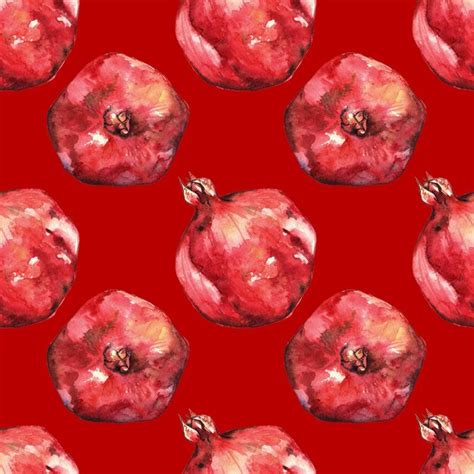 Premium Photo Watercolor Hand Drawn Pomegranate Seamless Pattern