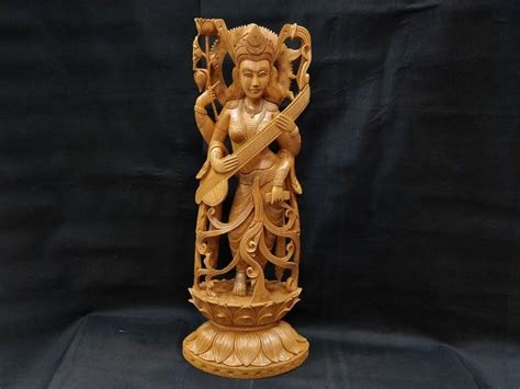 Buy Goddess Saraswati Sculpture Sarasvati Idol Wooden God Statue