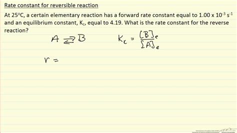 Rate Constant For A Reversible Reaction Example YouTube