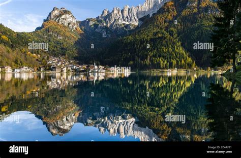 Village Alleghe At Lago Di Alleghe At The Foot Of Mount Civetta One Of