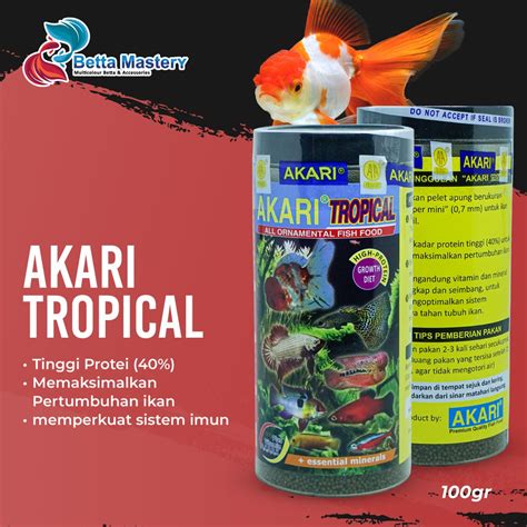 Jual AKARI TROPICAL PELET PAKAN IKAN HIAS CUPANG LOUHAN MAS KOKI 0 5 MM