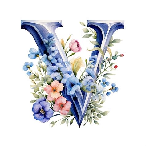 Premium Ai Image Floral Letter V