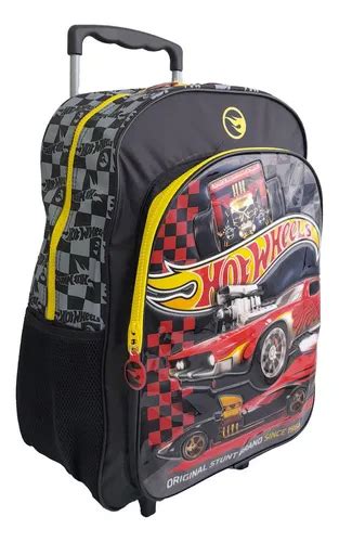 Mochila Escolar 18 Pulgadas Con Carro Hot Wheels 13010 Color Negro