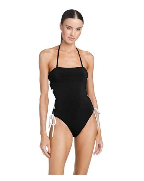 Robin Piccone Synthetic Emma Bandeau One Piece In Black Lyst