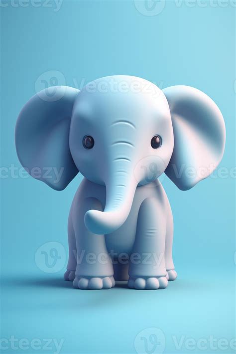 Tiny Cute Isometric Elephant Emoji Generative Ai Stock Photo