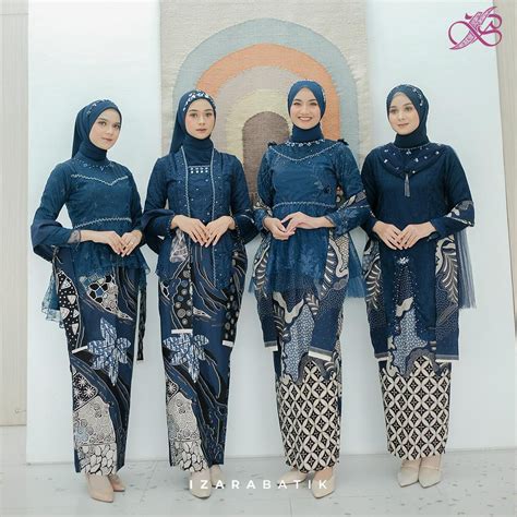 Jual Kebaya Navy Series Setelan Baju Kebaya Batik Modern Couple