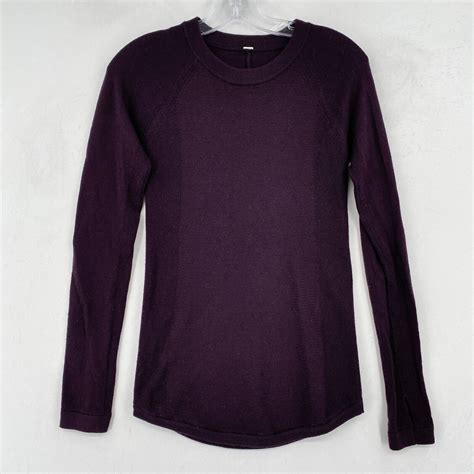 Lululemon Sit In Lotus Sweater Size Purple Long Sleeve Merino Wool