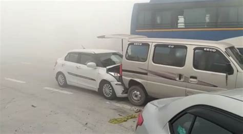 Watch Video Amid Dense Smog Several Vehicles Crash Into Each Other On