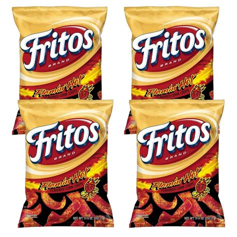 Fritos Flamin Hot Flavored Corn Chips 9 1 4oz 4 Bags Snacks