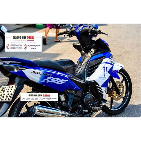 Tem trùm exciter 135 xanh trắng monster đẹp độ team decal xe ex dán