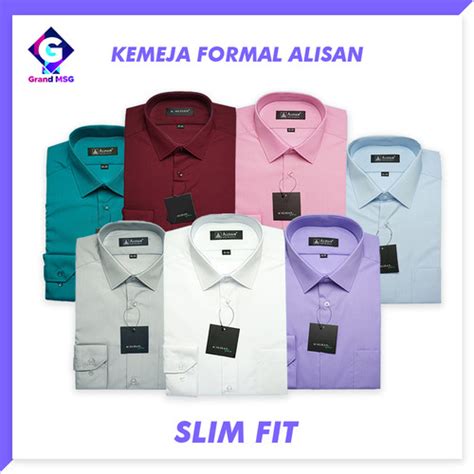 Jual Kemeja Alisan Slim Fit Pria Kemeja Formal Kemeja Pria Lengan