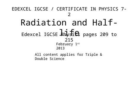 Ppt Edexcel Igcse Certificate In Physics Radiation And Half