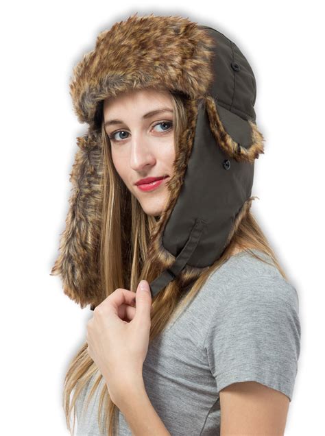 Tough Headwear Trapper Hat With Faux Fur And Ear Flaps Ushanka Aviator