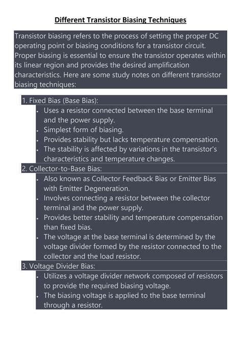 Solution Different Transistor Biasing Techniques Studypool