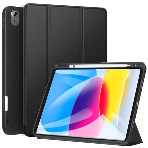 Ztotopcases Black Slim Pu Leather Tri Fold Cover For Ipad Th