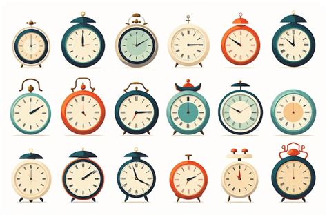 Premium Photo Alarm Clock Icon Set Flat Illustration Of Alarm Clock