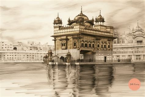 Sikh Digital Art Golden Temple Pencil Sketch Sikh Wall Decor Sikh ...