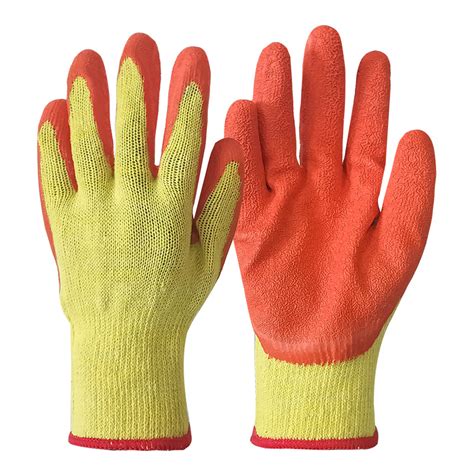 10g Orange Latex Wrinkled Gloves Safety Work Gloves China Safety Work