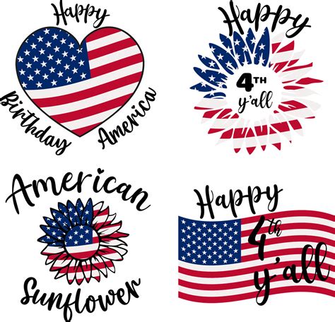 America Patriotic Design. 4th of July Patriotic Symbols Sunflower . Independence day symbol with ...