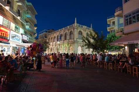 CRETE,HERAKLION-JULY 25: Nightlife on July 25,2014 in Heraklion on the ...