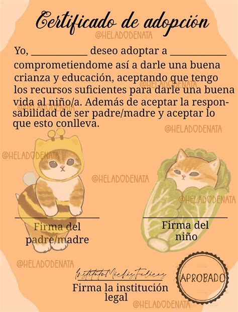 Certificado de adopción Certificado de adopción Adopción de mascotas