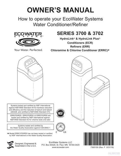 Water Softener Operation Manual