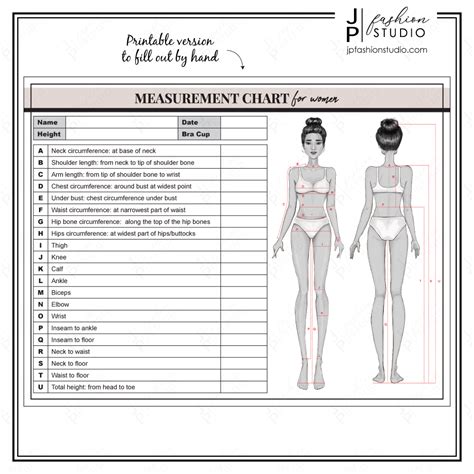 PRINTABLE Women S Body Measurement Sheet Fashion Designer Template