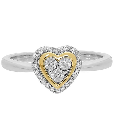 Macys Diamond Heart Ring In 14k Gold Over Sterling Silver 110 Ct T