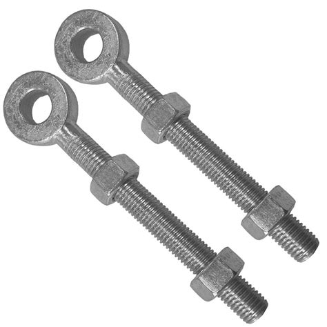 2x Adjustable Gate Hinge Eye Bolts And Nuts 10mmx 100mm Adjustable Swing