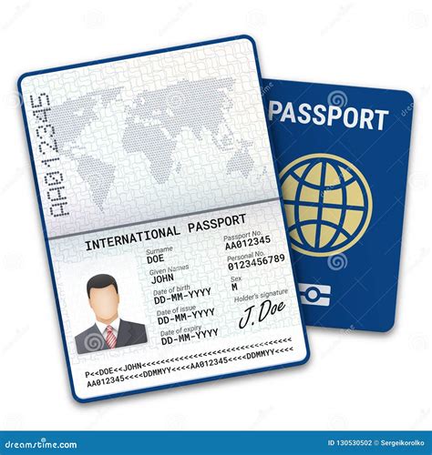 International Male Passport Template With Biometric Data Identification