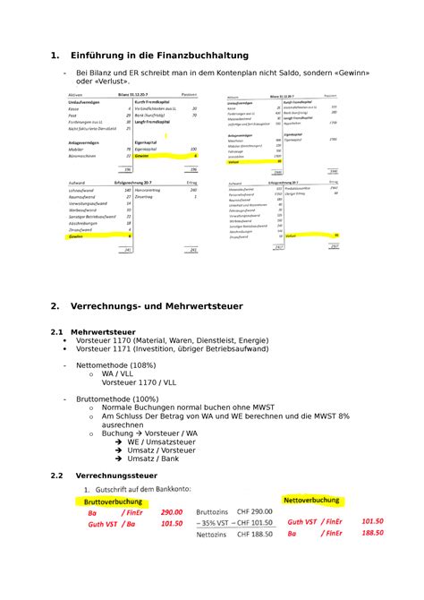 Zusammenfassung Accounting 1 Einführung in Finanzbuchhaltung Bei